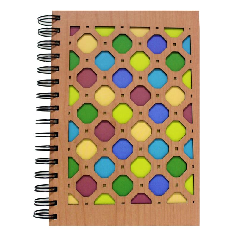 Inkology Laser Cut Journals, 5-7/8in x 8-1/4in, College Ruled, 192 Pages (96 Sheets), Wood Dots, Pack Of 6 Journals MPN:371-7