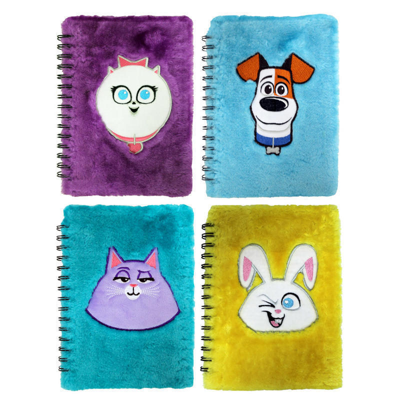 Inkology Secret Life Of Pets Plush Journals, 5-7/8in x 8-1/4in, Wide Ruled, 60 Sheets, Assorted Colors, Pack Of 8 Journals MPN:329-8PDQ