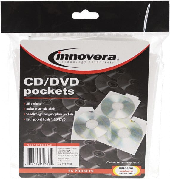 25 Pc CD & DVD Pocket: Clear MPN:IVR39701