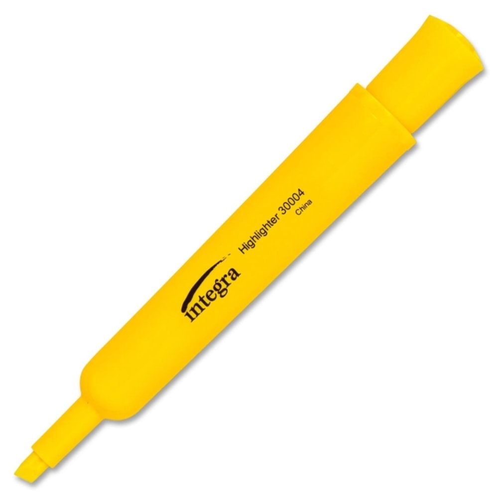 Integra Chisel Desk Liquid Highlighters - Chisel Marker Point Style - Yellow Water Based Ink - Yellow Barrel - 1 Dozen MPN:30004