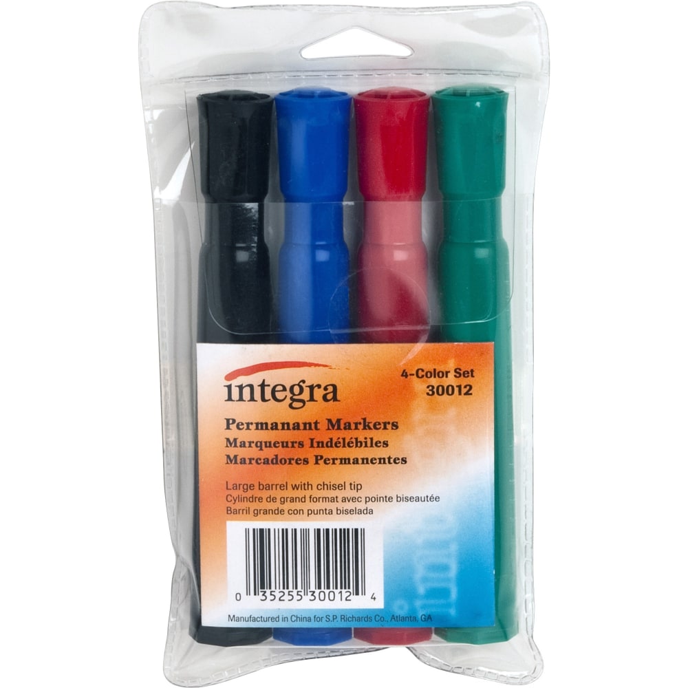 Integra Permanent Chisel Markers - Chisel Marker Point Style - Assorted - 4 / Set MPN:30012