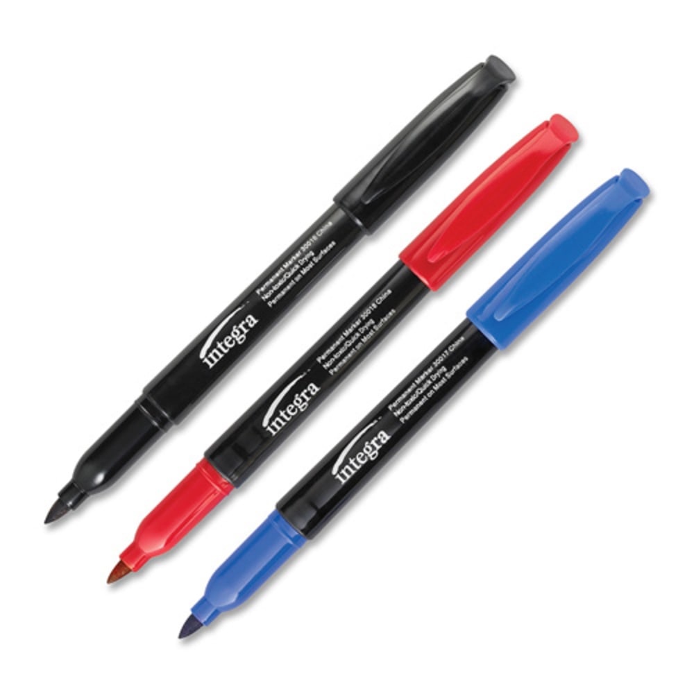 Integra Permanent Fine Point Markers - Fine Marker Point - Black - 12 / Dozen MPN:30016