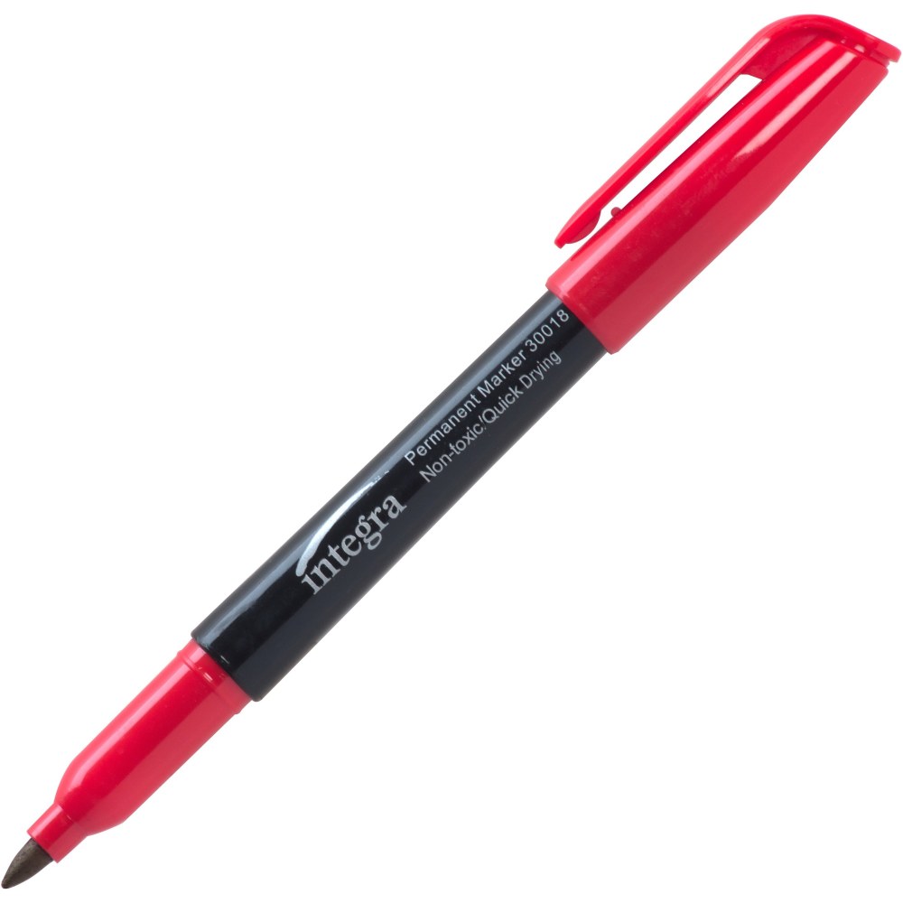 Integra Permanent Fine Point Markers - Fine Marker Point - Red - 12 / Dozen MPN:30018