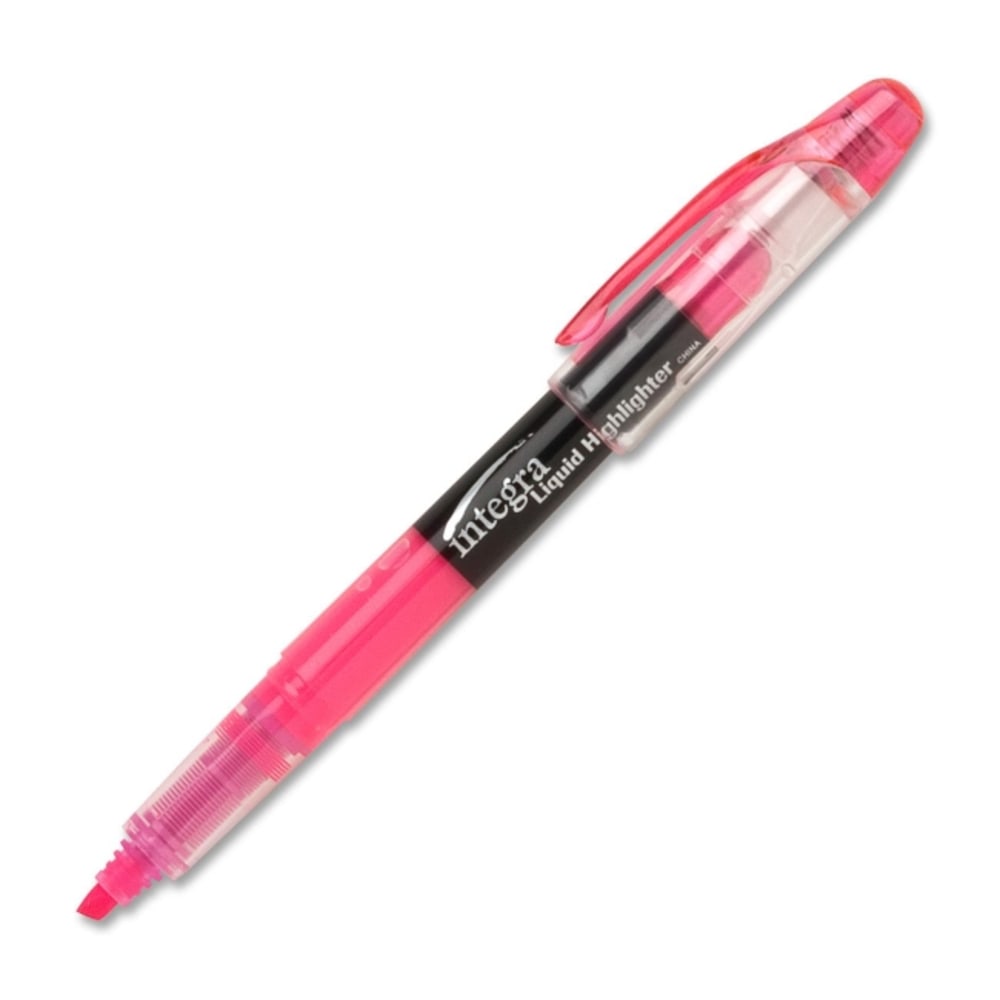 Integra Liquid Highlighters - Chisel Marker Point Style - Fluorescent Pink - 1 Dozen MPN:33312