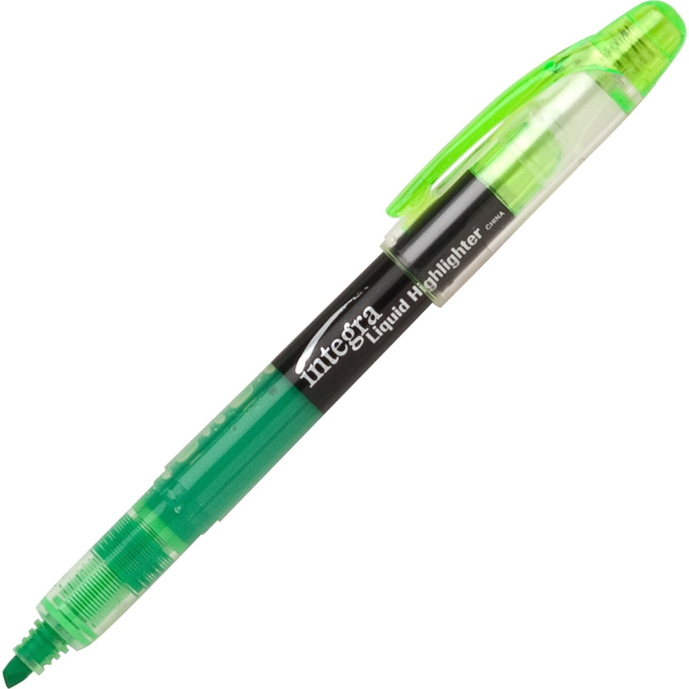 Integra Liquid Highlighters - Chisel Marker Point Style - Green - 12/Pack MPN:33314