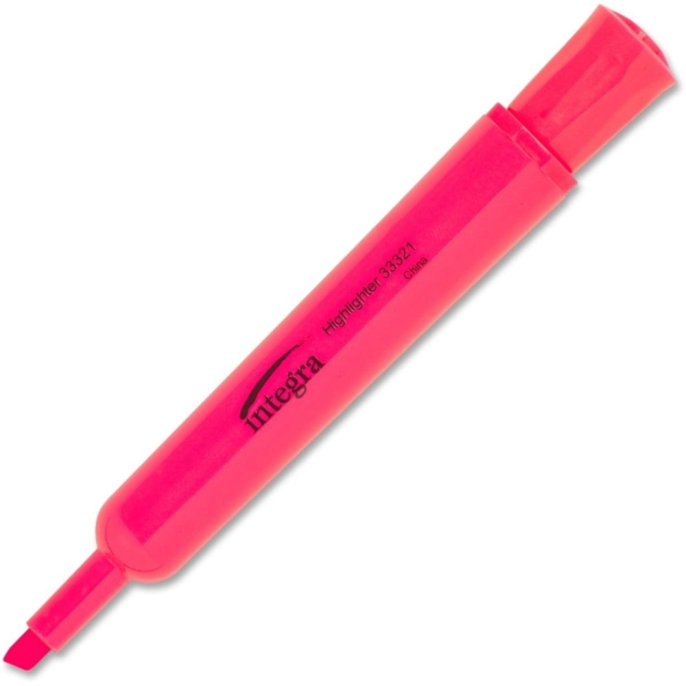 Integra Chisel Desk Liquid Highlighters - Chisel Marker Point Style - Fluorescent Pink - 1 Dozen MPN:33321