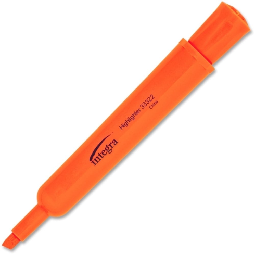 Integra Chisel Desk Liquid Highlighters - Chisel Marker Point Style - Fluorescent Orange - 1 Dozen MPN:33322
