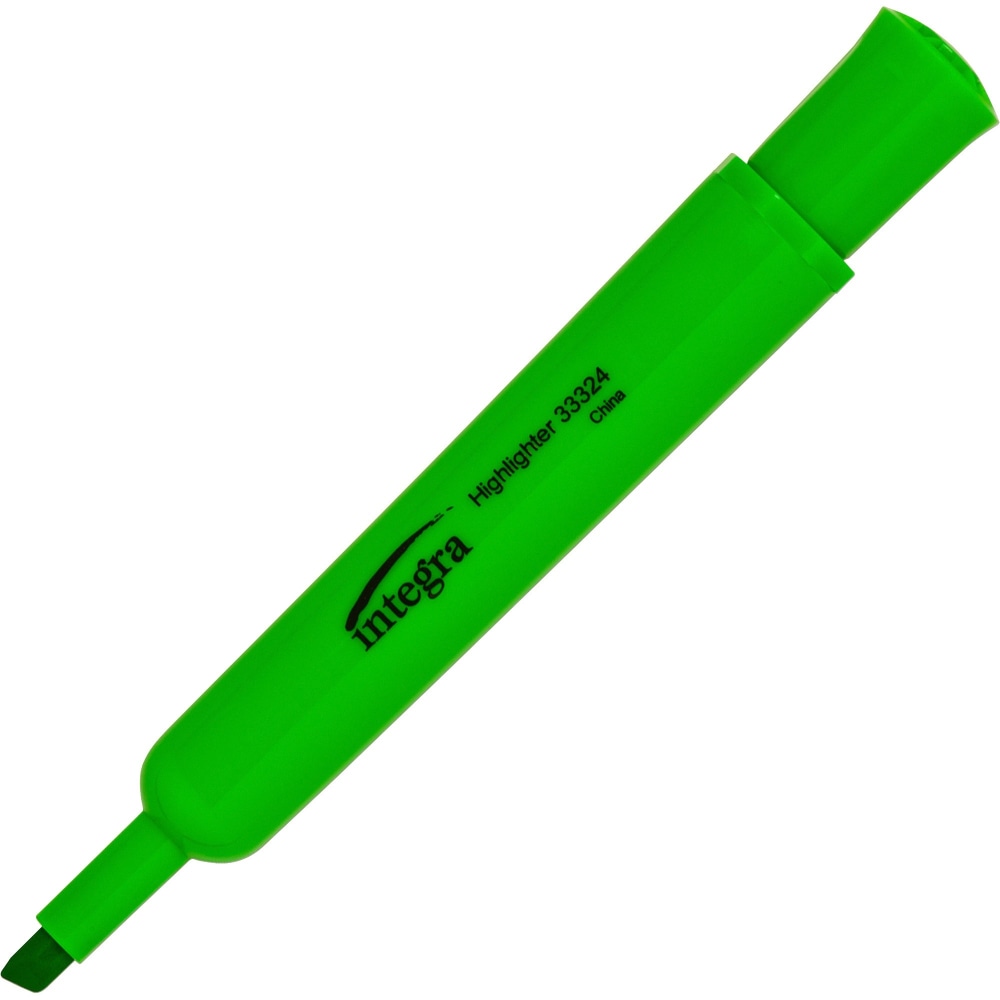Integra Chisel Desk Liquid Highlighters - Chisel Marker Point Style - Green - 1 Dozen MPN:33324