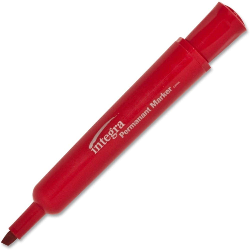 Integra Permanent Chisel Markers, Red, Pack Of 12 MPN:33328