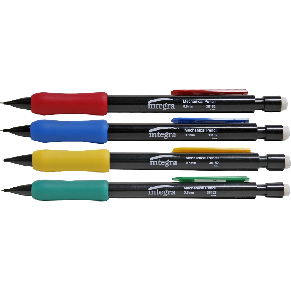 Integra Grip Mechanical Pencils - 0.5 mm Lead Diameter - Refillable - Assorted Barrel - 1 Dozen MPN:36152