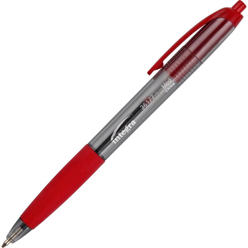 Integra Retractable Ballpoint Pens, Medium Point, Red MPN:36177