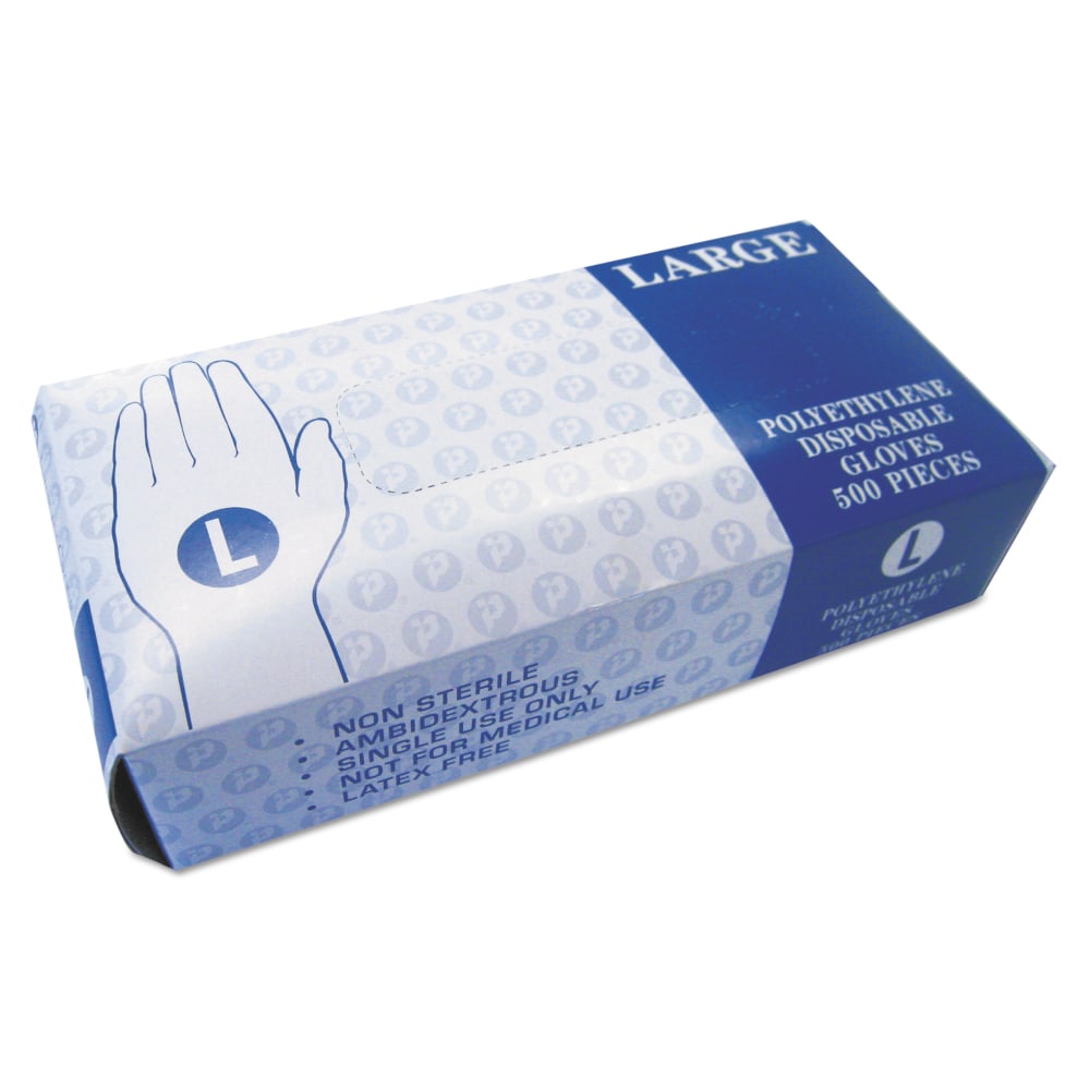 Interplast Group Integrated Bagging Systems Embossed Polyethylene Powder Free Disposable Gloves, Large, Clear, 500 Per Box, Carton Of 4 Boxes MPN:GL-LG2K