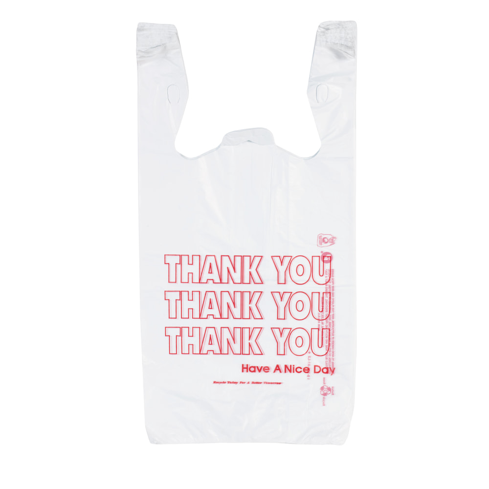Inteplast Hilex Poly Thank You Bags, 21inH x 11 1/2inW x 6 1/2inD, White, Pack Of 500 MPN:IBSTHW2VAL
