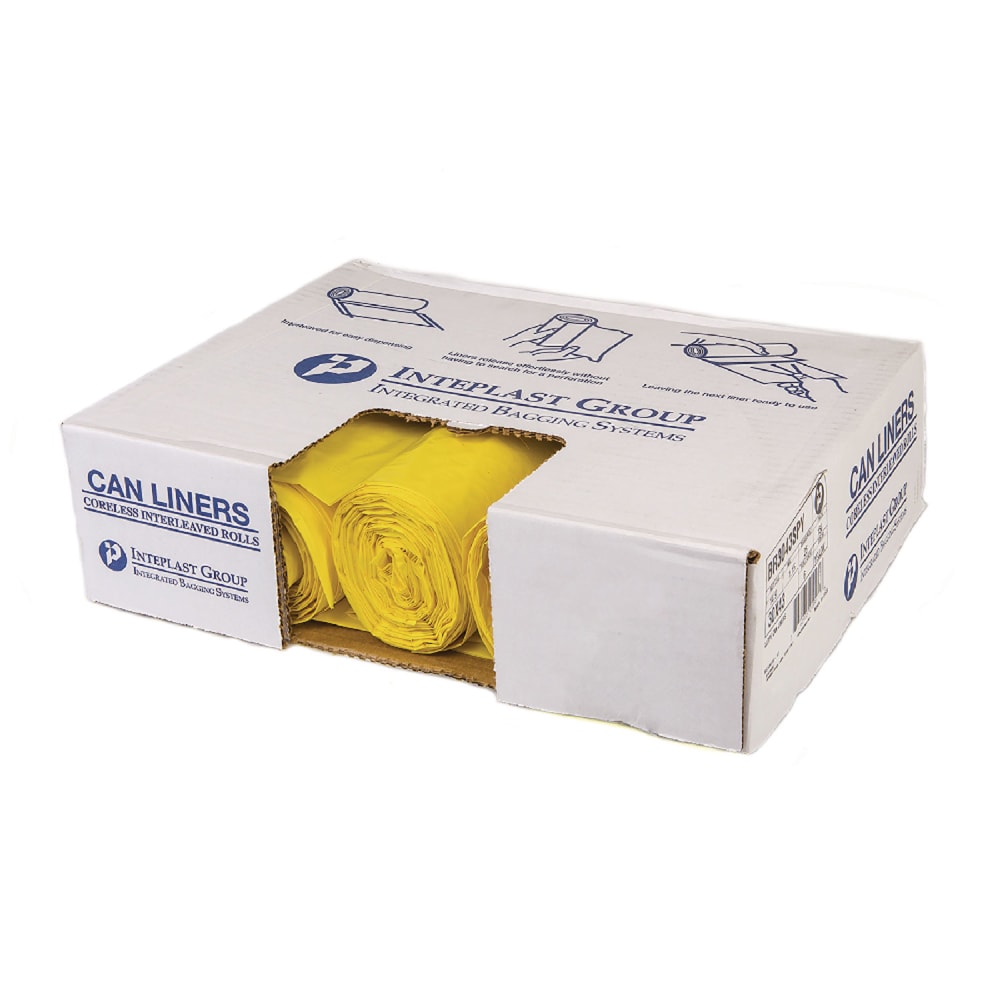Interplast Group Low Density Commercial Can Liners, Infectious Waste Biohazard, 30 gal, 1.15 mil, 30in x 43in, Yellow, 25 Bags/Roll, 6 Rolls/CT MPN:BR3043SPY