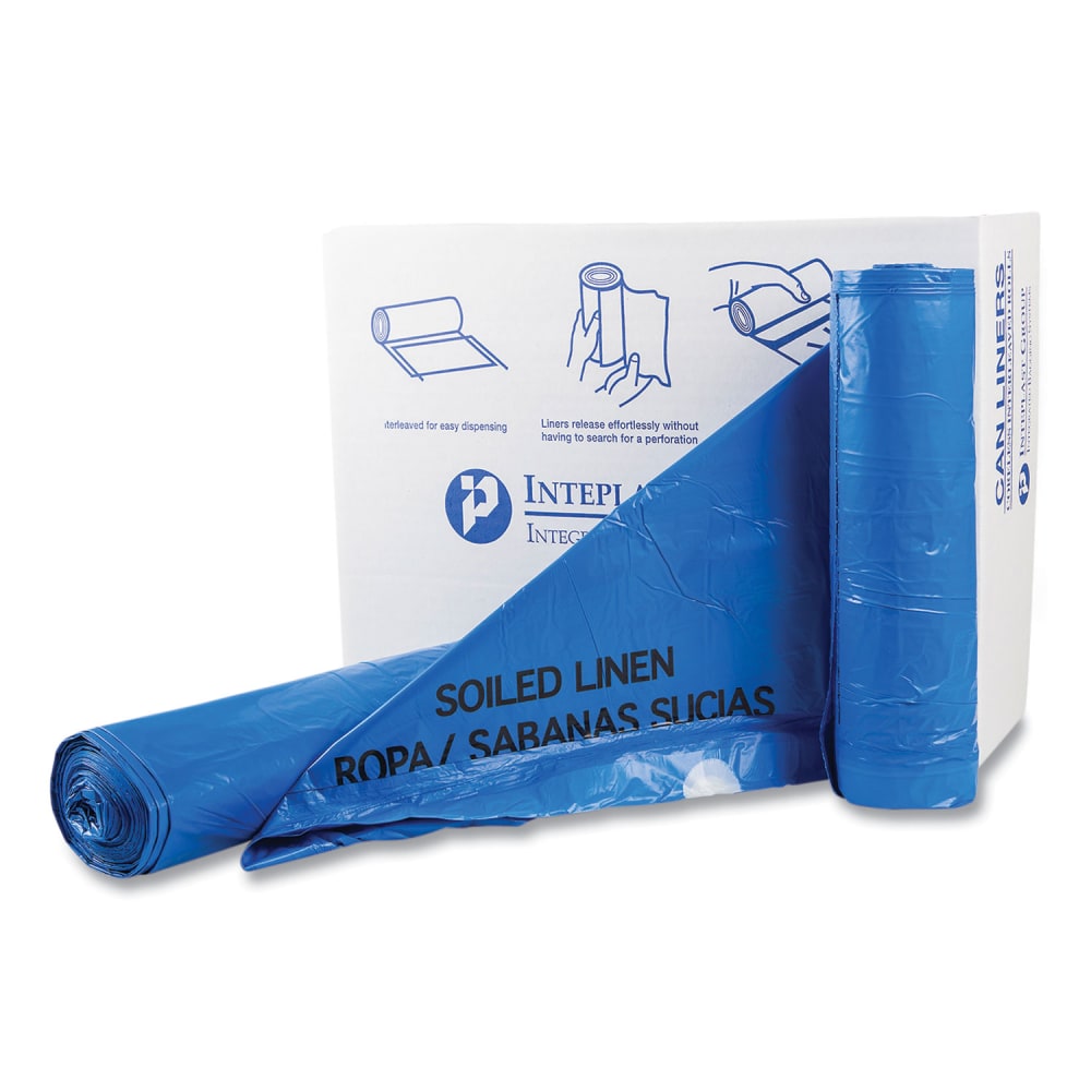 Interplast Group Draw Tuff Institutional Draw Tape Can Liners, Drawstring, 30 gal, 1 mil, 30.5in x 40in, Blue, 25 Bags/Roll, 8 Rolls/Carton MPN:DTH3040B