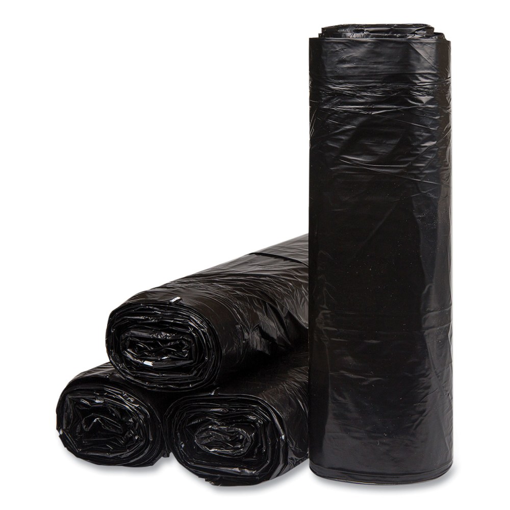 Interplast Group Low Density Commercial Can Liners, 60 gal, 1.2 mil, 38in x 58in, Black, Interleaved Roll, 10 Bags/Roll, 10 Rolls/Carton MPN:ECI385812K