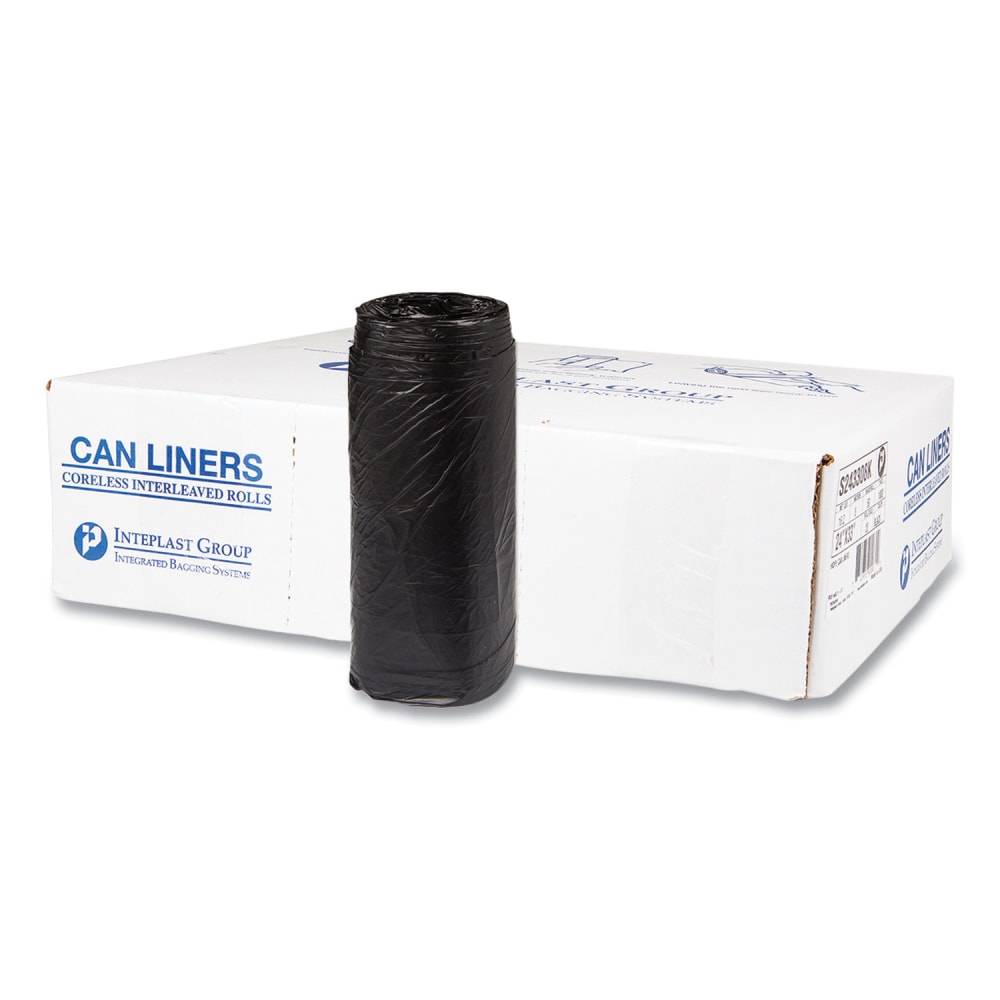 Interplast Group High Density Commercial Can Liners, 16 gal, 8 mic, 24in x 33in, Black, Interleaved Roll, 50 Bags/Roll, 20 Rolls/Carton MPN:S243308K