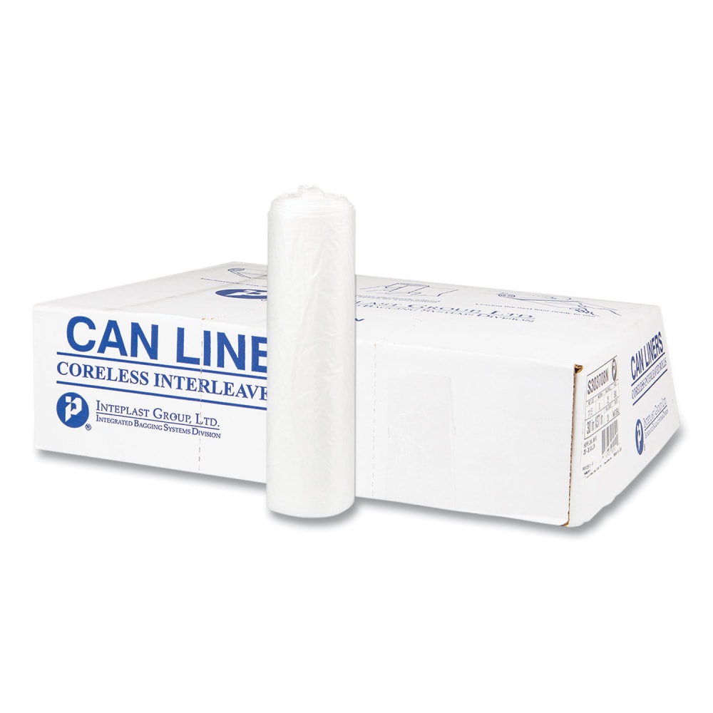 Interplast Group High Density Commercial Can Liners, 0.67 mil, 33 gal, 17 mic, 33in x 40in, Clear, Interleaved Roll, 25 Bags/Roll, 10 Rolls/Carton MPN:S334017N