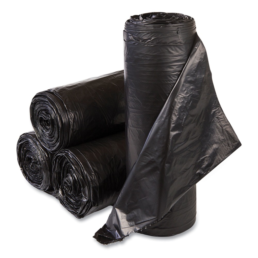 Interplast Group High Density Commercial Can Liners, 33 gal, 0.87 mil, 22 mic, 33in x 40in, Black, Interleaved Roll, 25 Bags/Roll, 10 Rolls/Carton MPN:S334022K
