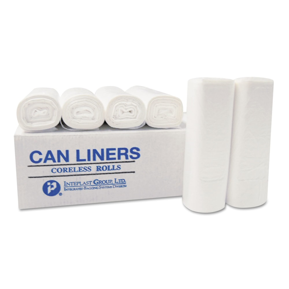 Interplast Group High Density Commercial Can Liners, 56 gal, 12 mic, 43in x 48in, Clear, Interleaved Roll, 25 Bags/Roll, 8 Rolls/Carton MPN:S434812N