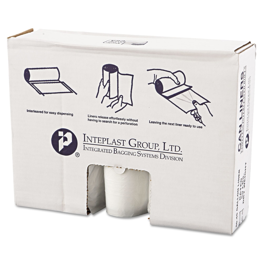 Interplast Group High Density Commercial Can Liner Value Pack, 45 gal, 0.47 mil, 12 mic, 40in x 46in, Clear, Interleaved Roll, 25 Bags/Roll, 10 Rolls/CT MPN:VALH4048N14