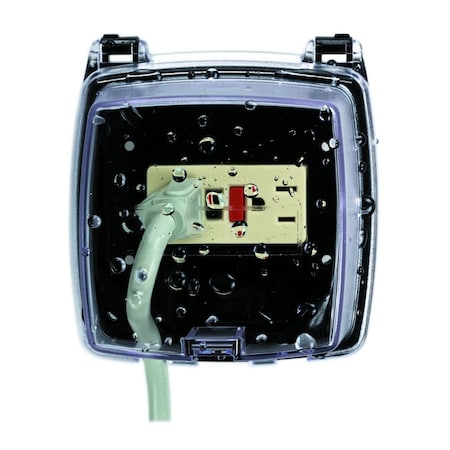 Weatherproof Cover, Double Gang Box Type, 2 Gang, Polycarbonate, Duplex Receptacle Cover Type MPN:WP1020C