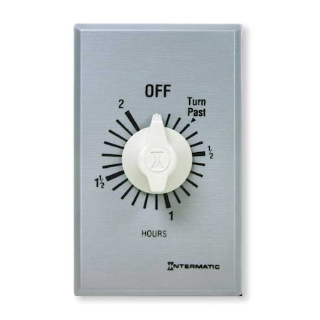 Spring Wound Countdown Timer, 2 Hr Max, SPST, 125-277V AC, Silver, Without Hold MPN:FF2H