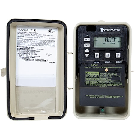 Digital Timer, 24 hr., 3 SPST, 120/240V MPN:PE153