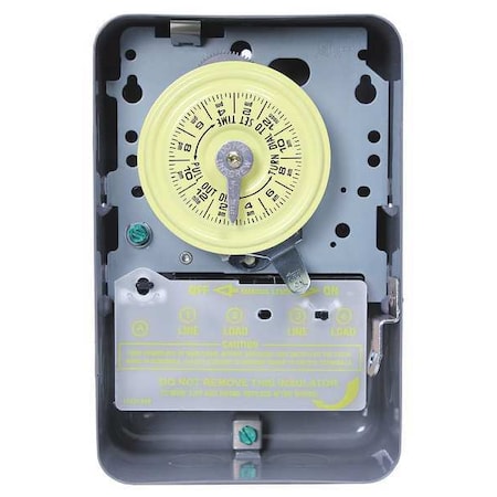 Electromechanical Timer, 24 hr, Gray, Metal MPN:T105