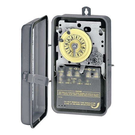 Electromechanical Timer, 24 hr, Gray, Metal MPN:T1472BR