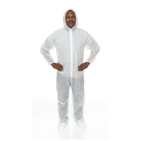 Heavy Coverall, Hood, Boot, 2XL, White, PK25, White, Size 2XL MPN:2029-2XL