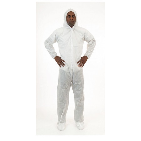 Disposable Coverallss, Hooded Coverall, M, SMS, Elastic Wrist, Attached Boots Ankle, Serged Seam MPN:2229-M