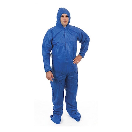 Disposable Coverallss, Hooded Coverall, L, SMS, Elastic Wrist, Attached Boots Ankle, Serged Seam MPN:2229B-L