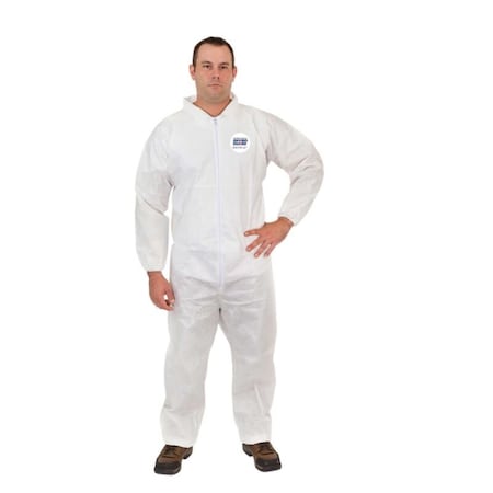 Disposable Coveralls, Collared Coverall, 4XL, Laminated Nonwoven, Elastic Wrist, Open Ankle, White MPN:4012-4XL