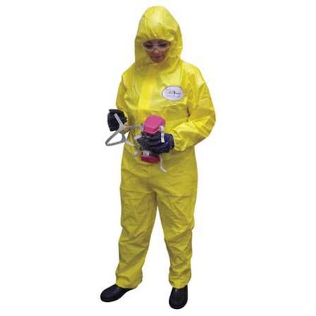 Chemical Resistant Coveralls, Hooded Coverall, 2XL, ChemSplash® 1, Elastic Wrist, Elastic Ankle MPN:7015YS-2XL