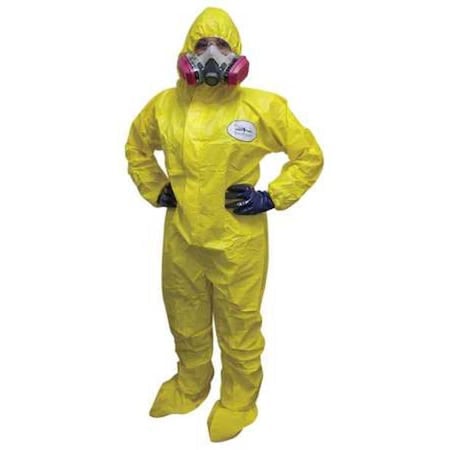 Chemical Resistant Coveralls, Hooded Coverall, M, ChemSplash® 1, Elastic Wrist, Serged Seam MPN:7019YS-M