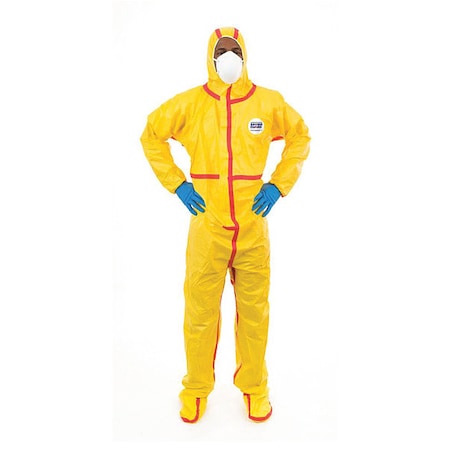 Chem Splash Coverall, w/Hood, S, Yel, PK6 MPN:7019YT-S