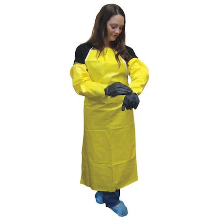 ChemSplash® 1 Chemical Resistant Sleeves, 18 in Length, 15 mil Thick, Serged Seam, Yellow, 200 PK MPN:7065YS