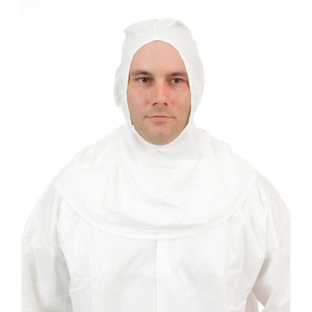 Microporous Full Face Hood, White, PK100, Microporous Film Laminate, Serged Seam, White, 100 PK MPN:8002
