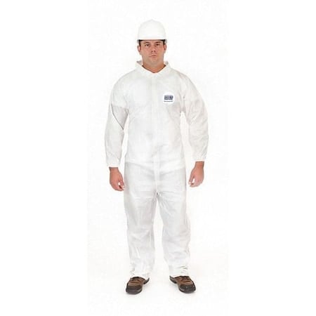 Disposable Coverallss, Collared Coverall, Microporous Laminate, Elastic Wrist, Open Ankle, White MPN:8012-S