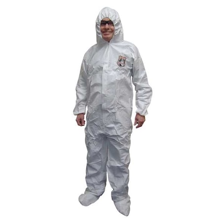 Disposable Coverallss, Hooded Coverall, XL, Microporous Laminate, Elastic Wrist, Serged Seam, White MPN:8019-XL