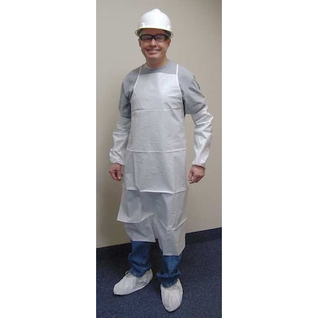 Disposable Bib Apron, Microporous Fabric, Serged, 46 in, White, Universal, 100 PK MPN:802448