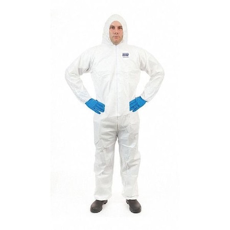 Coverall, w/Attached Hood, 4XL, White, PK25 MPN:8115-4XL