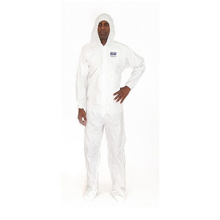 Coverall, w/Hood, Boot, L, White, PK25 MPN:8119-L