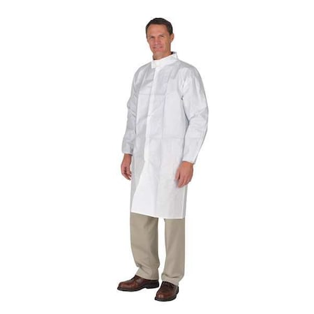 Disposable Frock, Fabric, Snaps Closure, White, L, 50 PK MPN:CE11026CIS-L