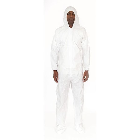 Disposable Coverallss, Hooded Coverall, L, Microporous Fabric, Elastic Wrist, Attached Boots Ankle MPN:CE8019CI-L