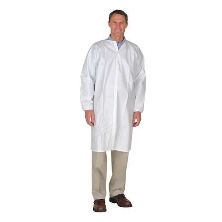 Disposable Frock, Microporous Fabric, Snaps Closure, White, L, 50 PK MPN:CE8046CI-L