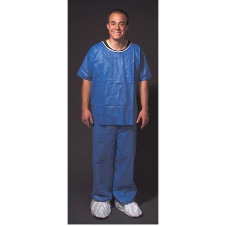 Disposable Shirt, SM, Pullover Closure, Open Cuff, Blue, 3XL, 50 PK MPN:FS2065B-3XL
