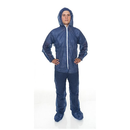 Coverall with Hood and Boot, L, Blue, PK25, Blue, Size L MPN:N2019-L
