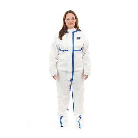 Disposable Coverallss, Collared Coverall, S, Non-Woven Laminate, Elastic Wrist, Taped Seam, White MPN:W2501-S